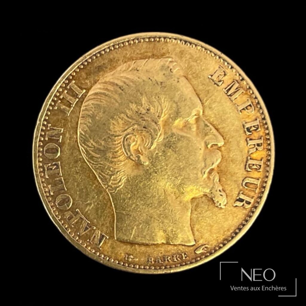 Portrait de Napoléon III sur une pièce de 20 francs en or