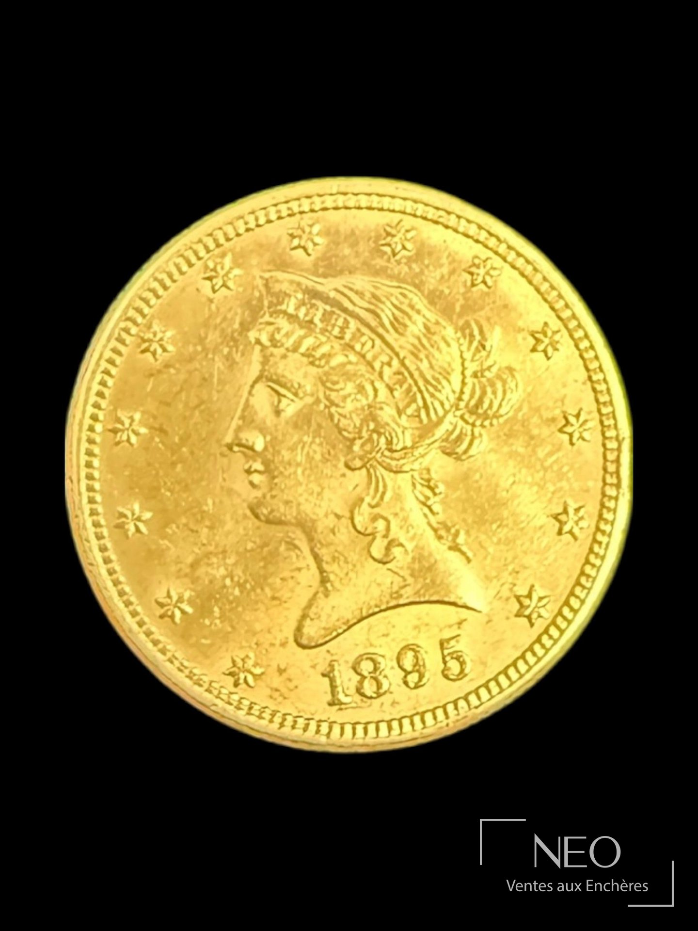 Avers d'une pièce de 10 dollars en or Liberty Head datée 1895