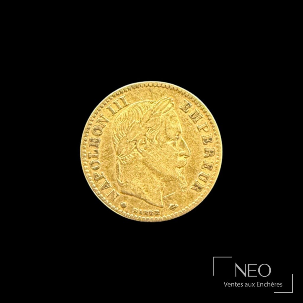 Pièce en or Napoléon III tête laurée