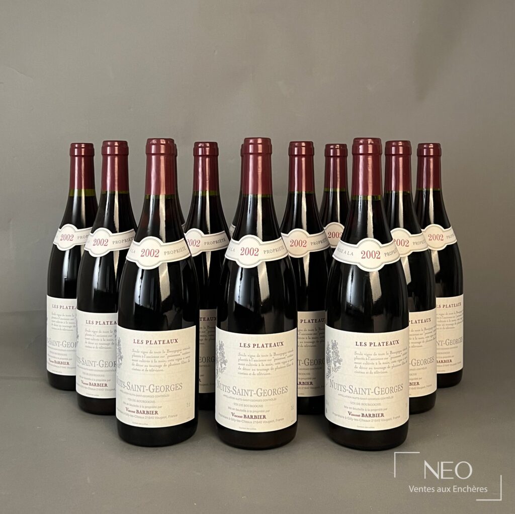 Douze bouteilles de Nuits-Saint-Georges Les Plateaux