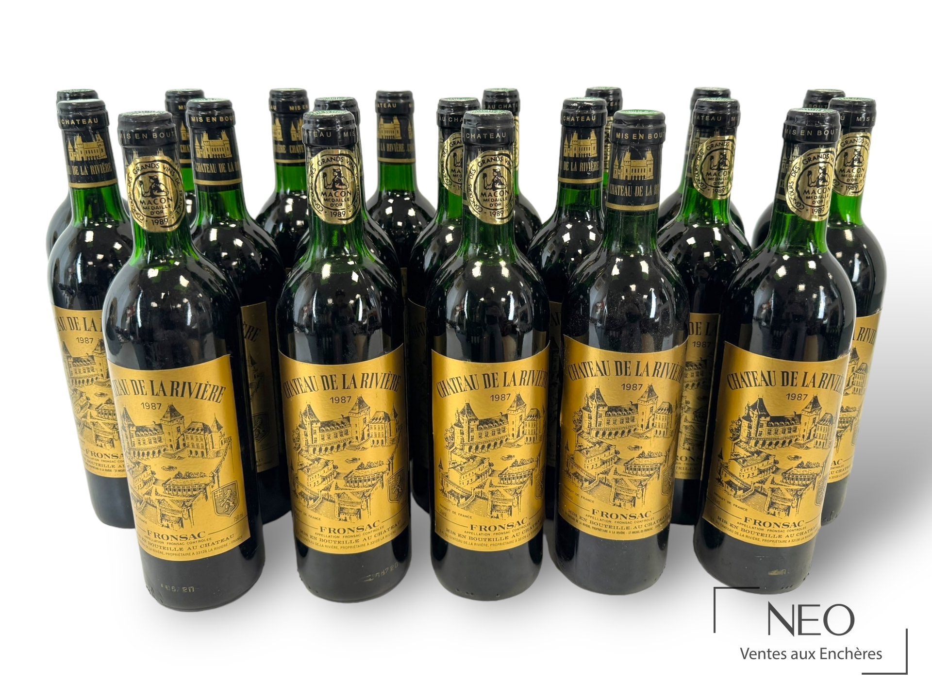 20 bouteilles Fronsac Château de la Rivière, millésime 1987