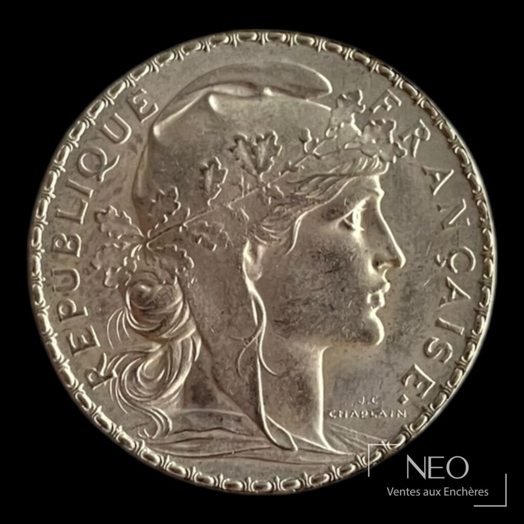 Avers d'une pièce de 20 francs Marianne au coq de 1904