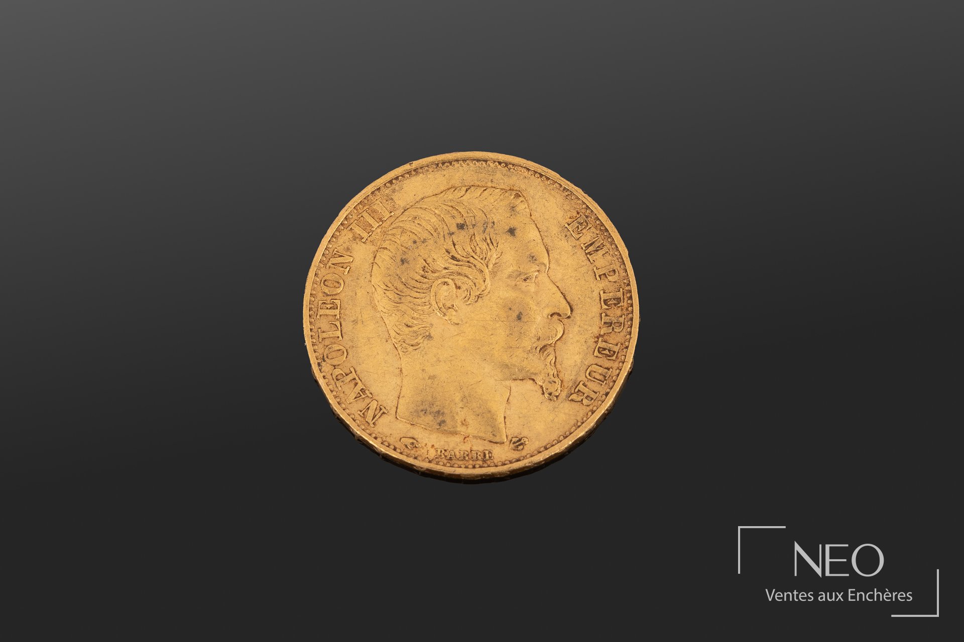 20 francs or Napoléon III tête nue, 1858, A Paris
