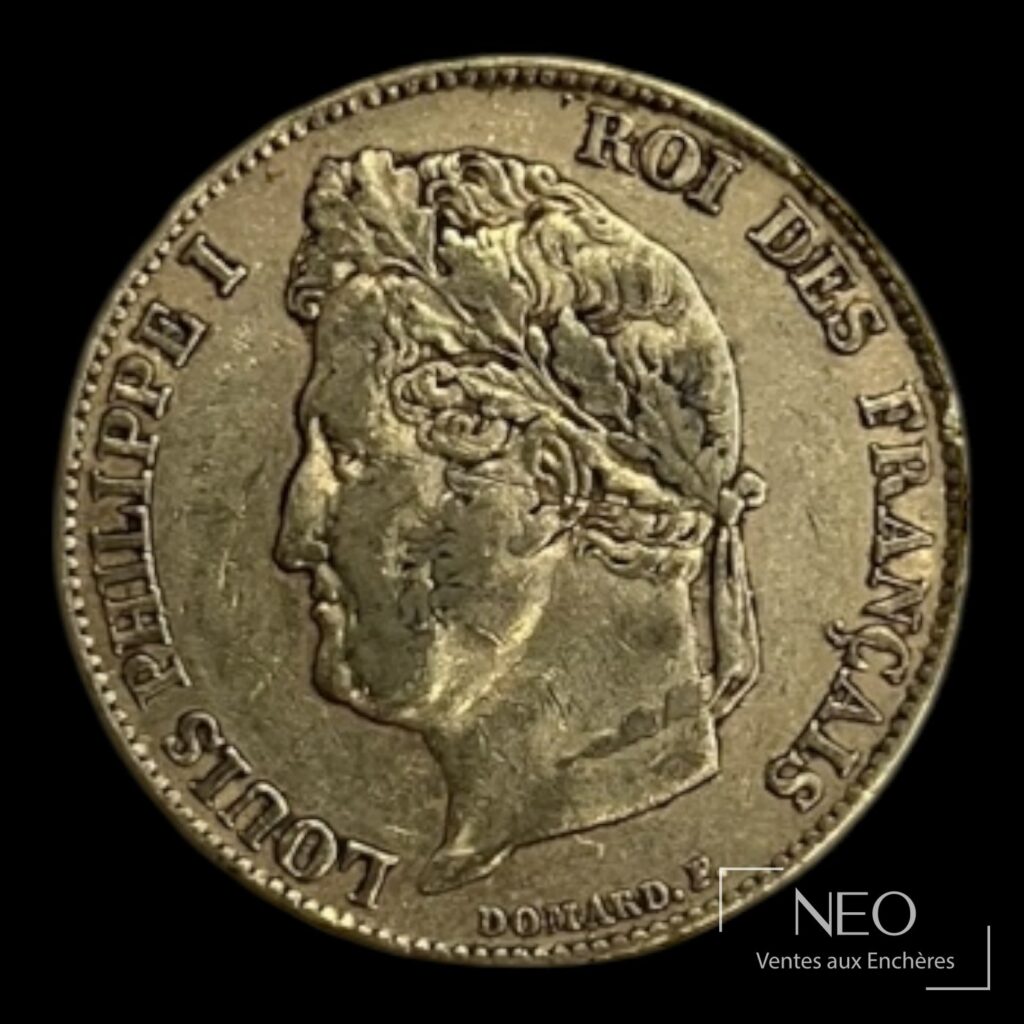 Avers d'une pièce de 20 francs or à l'effigie de Louis Philippe Ier