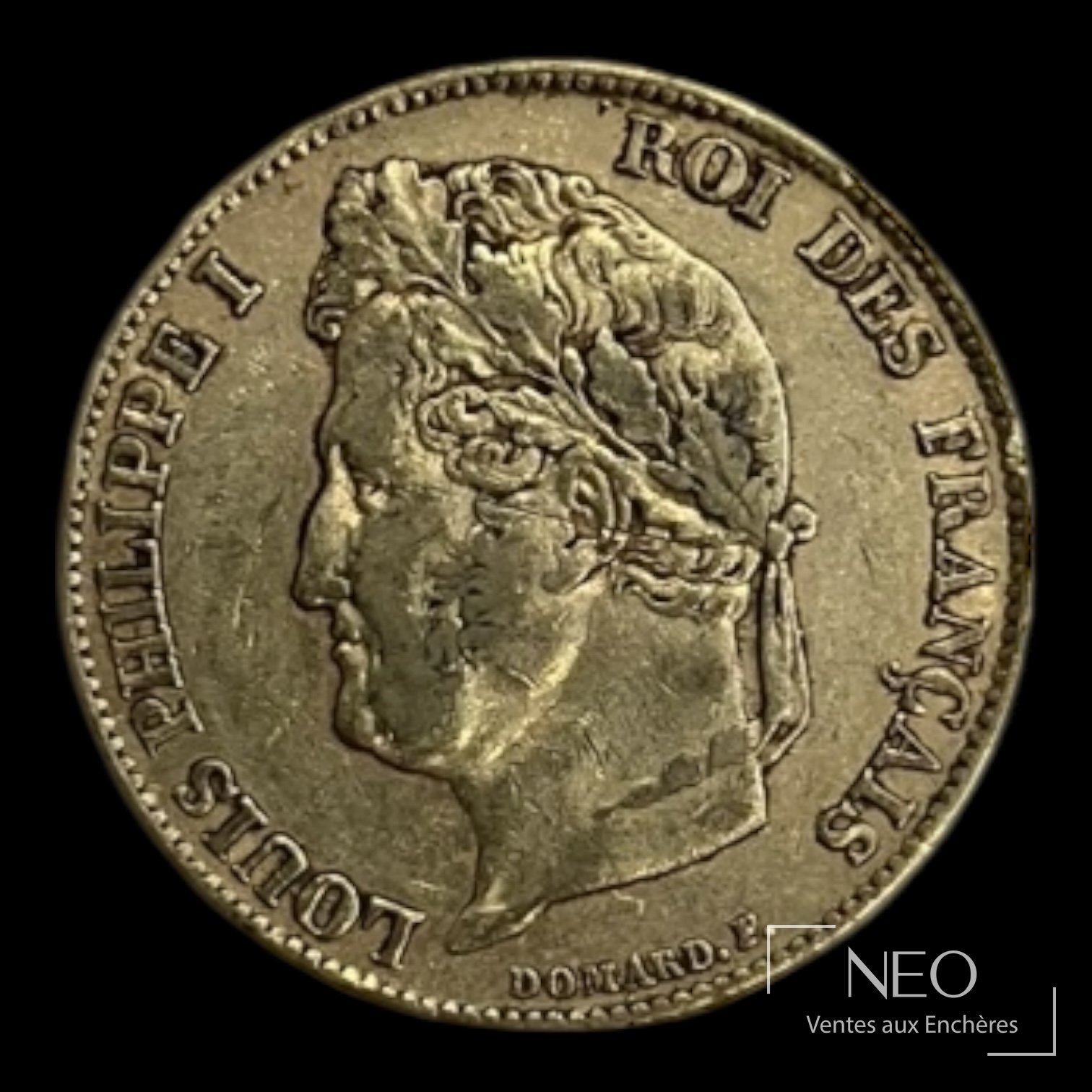 Avers d'une pièce de 20 francs or à l'effigie de Louis Philippe Ier
