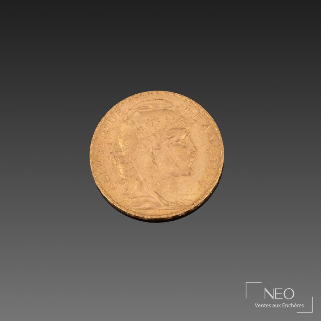 Avers d'une pièce de 20 francs or Marianne au coq