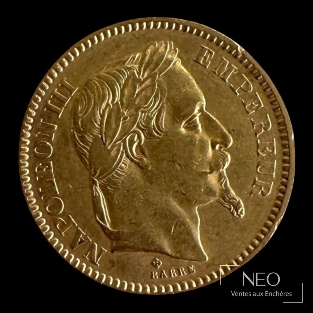 Pièce de 20 francs or Napoléon III tête laurée