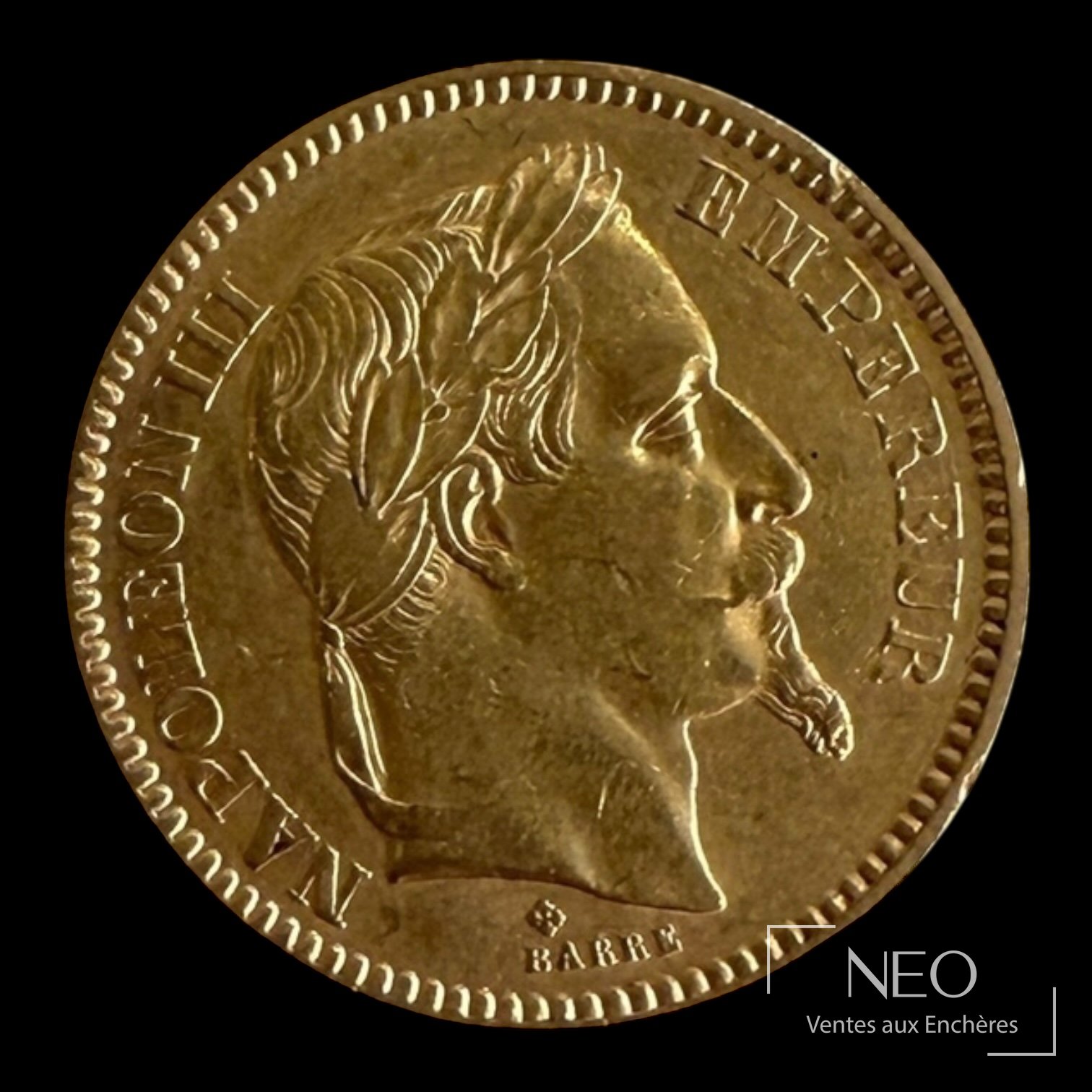 Pièce de 20 francs or Napoléon III tête laurée