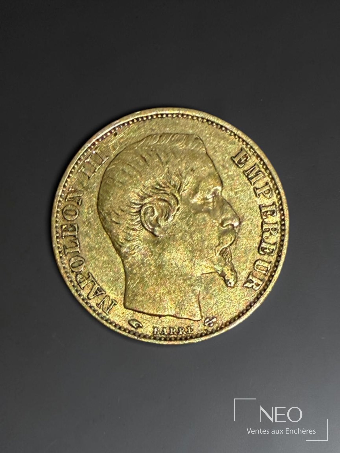 20 francs or Napoléon III tête nue, 1859, A Paris
