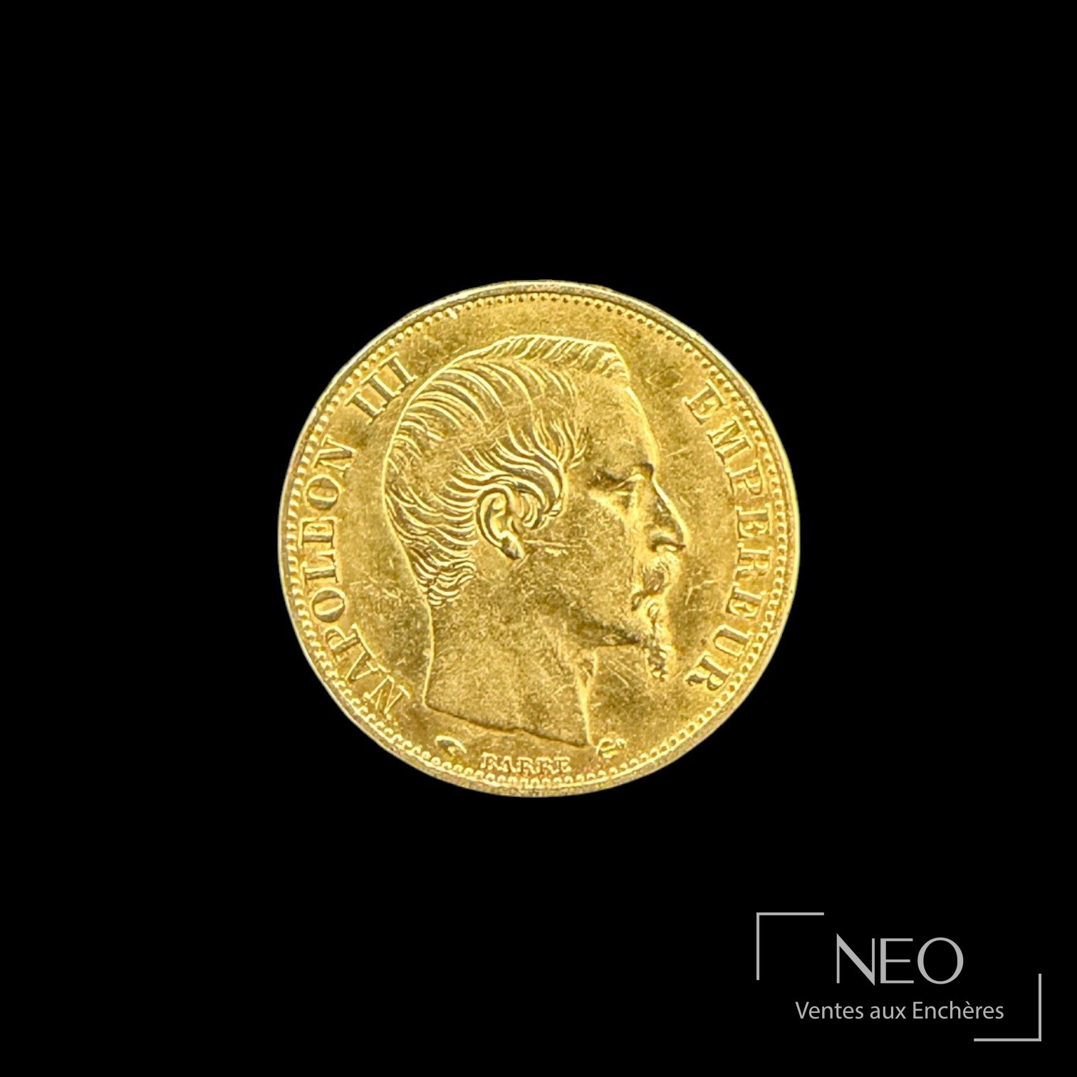 20 francs or Napoléon III tête nue, 1857, A Paris