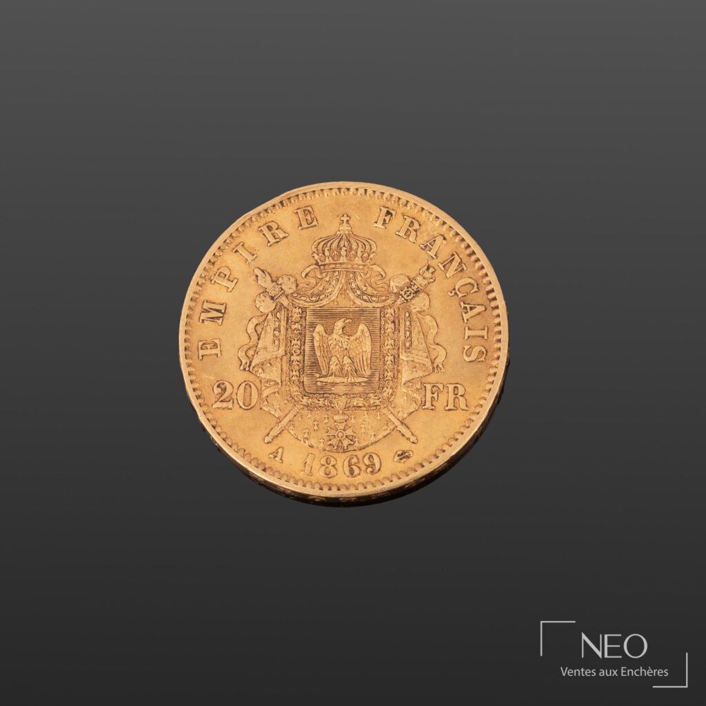 Pièce de 20 francs or Napoléon III tête laurée