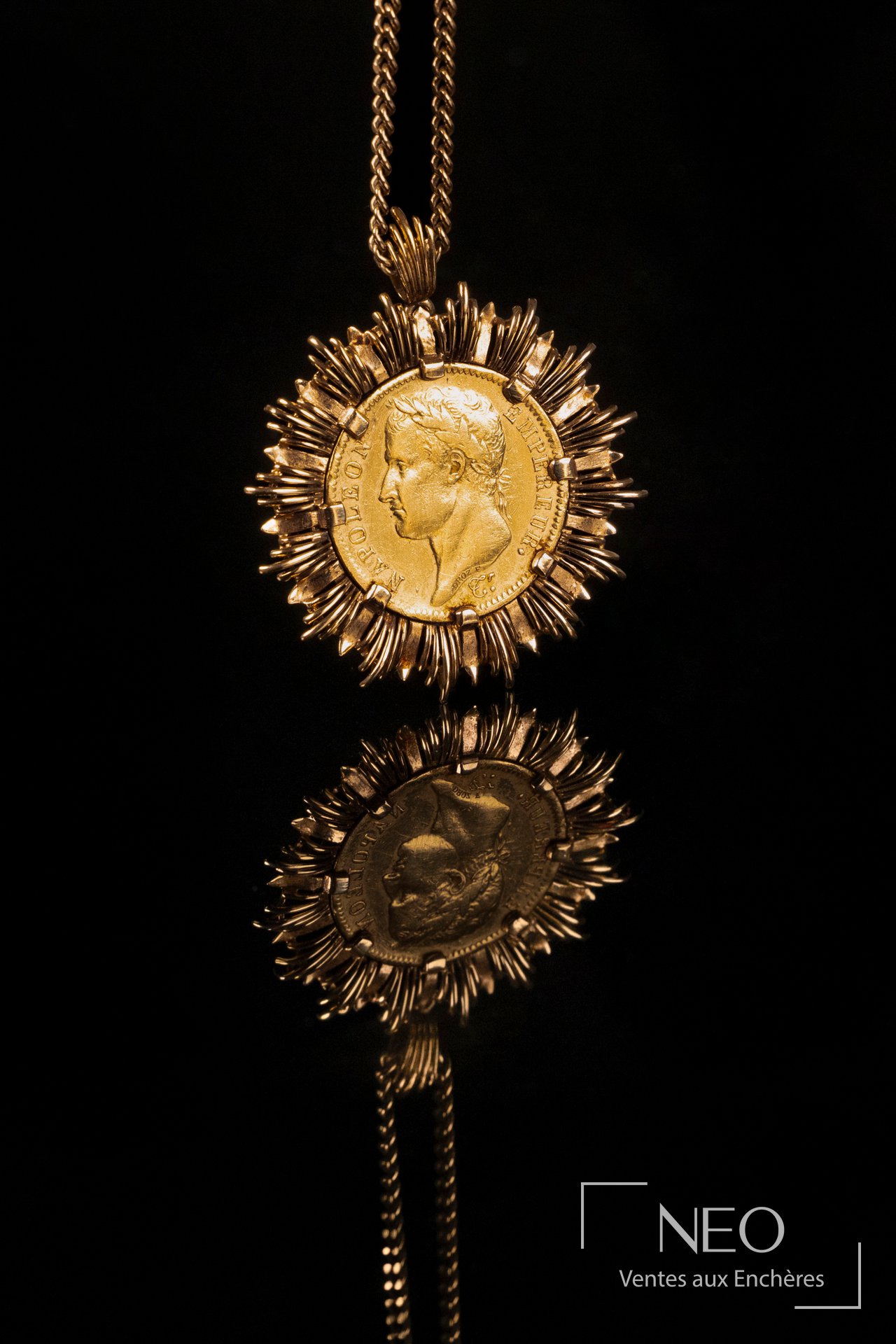 40 francs Napoléon 1er en pendentif, or jaune 18 carats