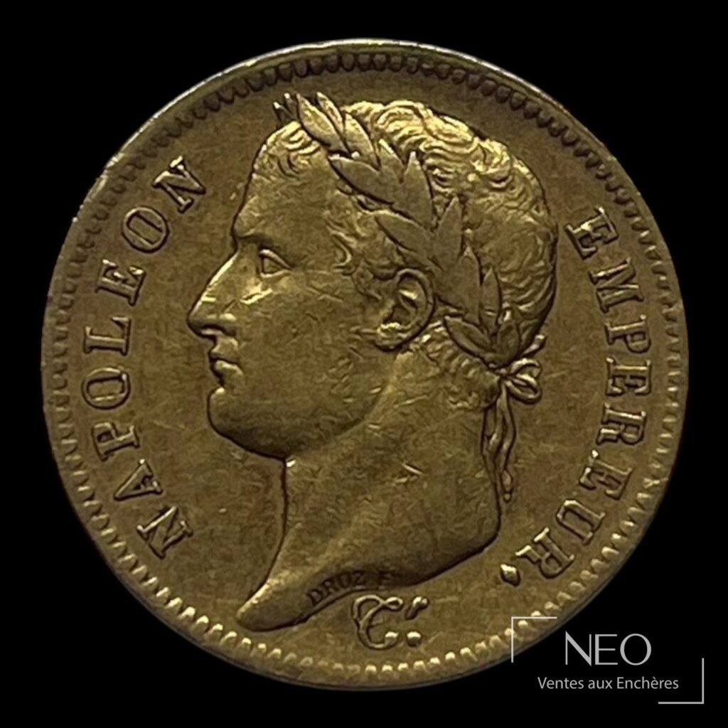 Avers d'une pièce de 40 francs or Napoléon Ier Empereur