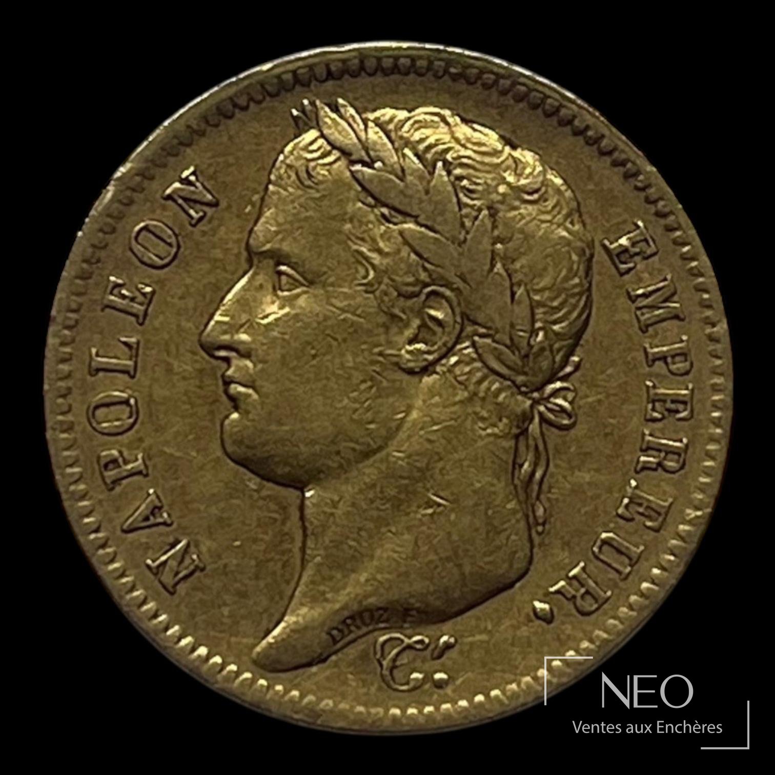 Avers d'une pièce de 40 francs or Napoléon Ier Empereur