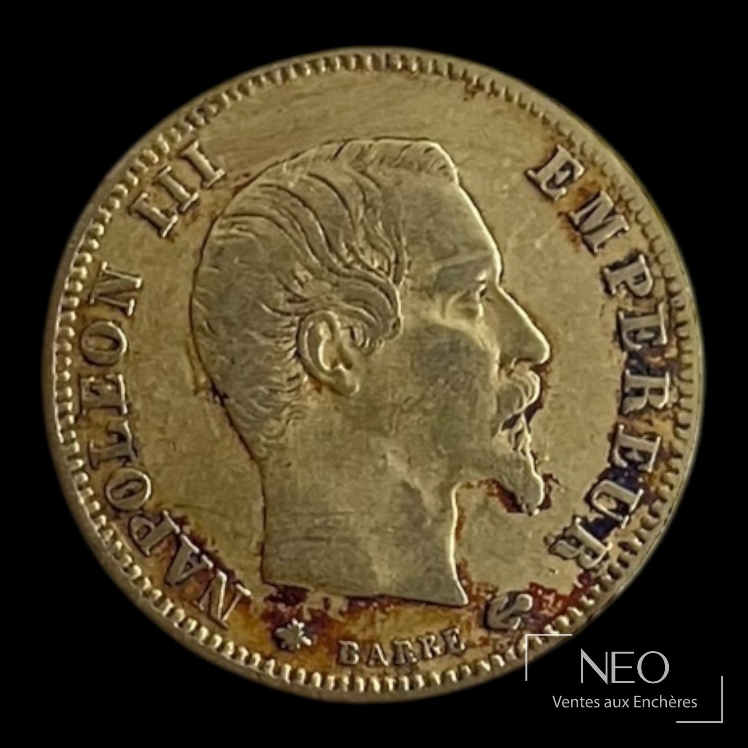 5 francs or Napoléon III tête nue 1859 BB Strasbourg