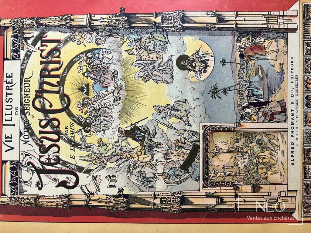 Couverture de Vie de N. S Jésus-Christ avec décor polychrome et titre imprimé