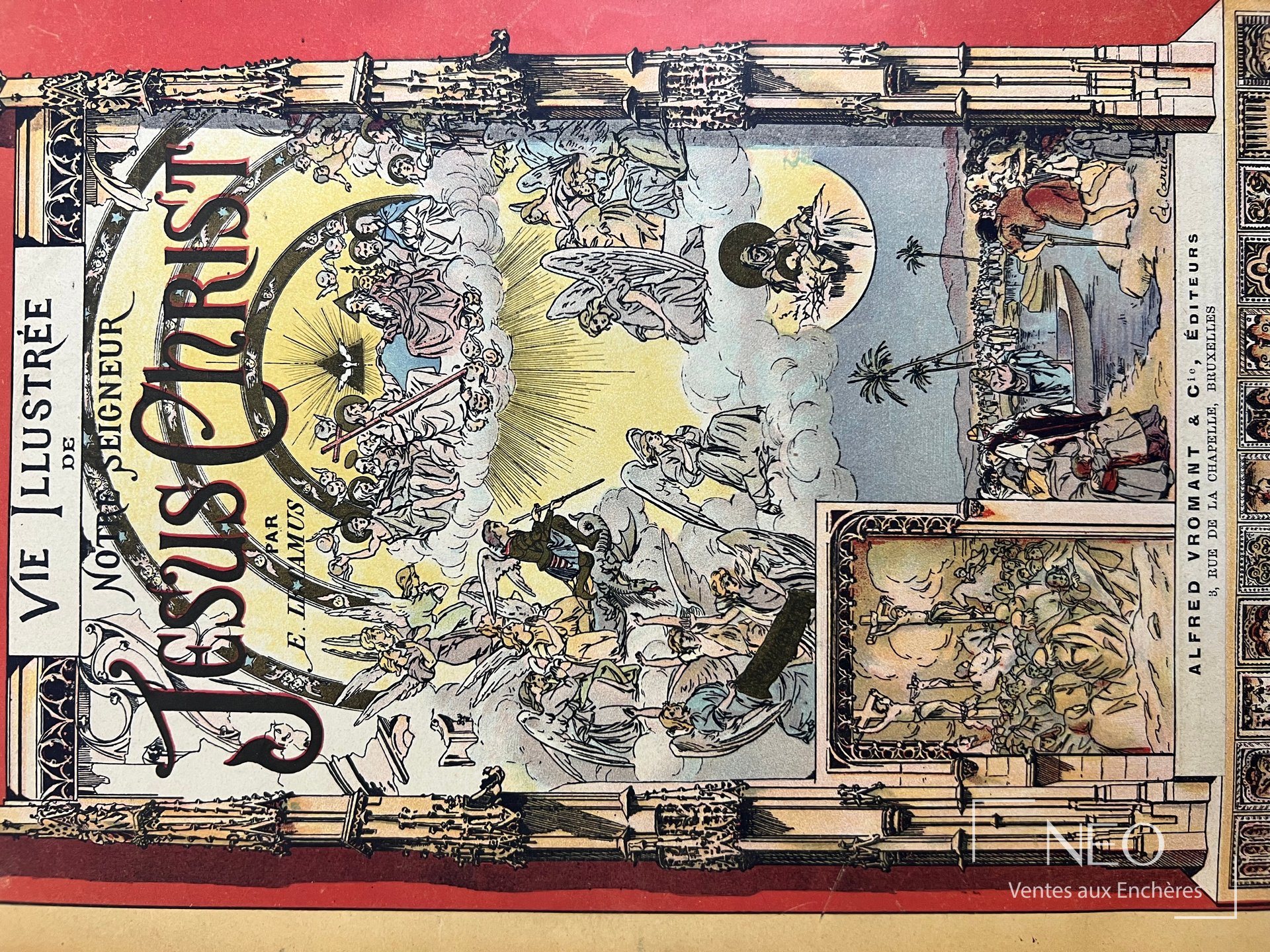 Couverture de Vie de N. S Jésus-Christ avec décor polychrome et titre imprimé