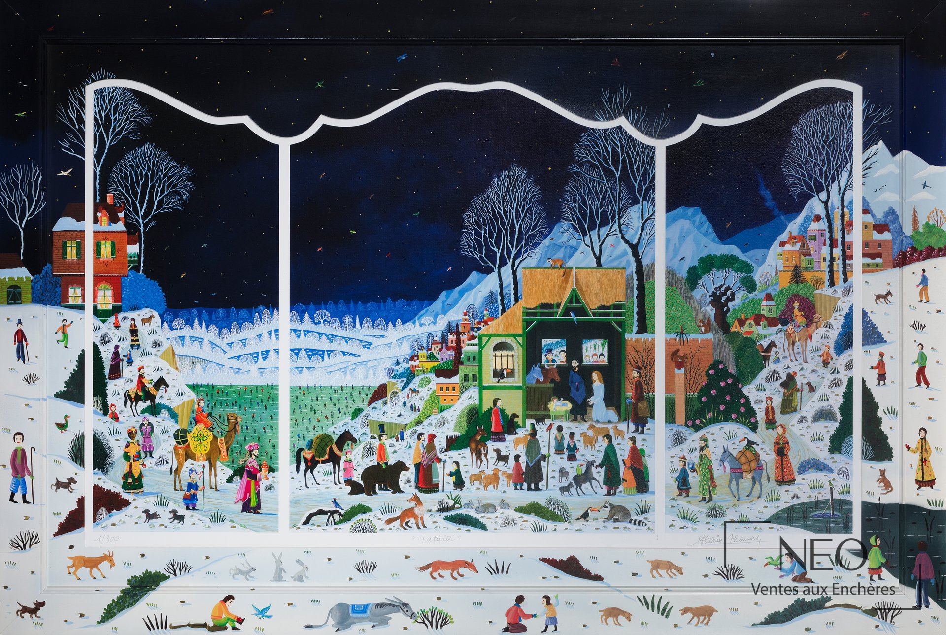 Lithographie colorée d'Alain Thomas
