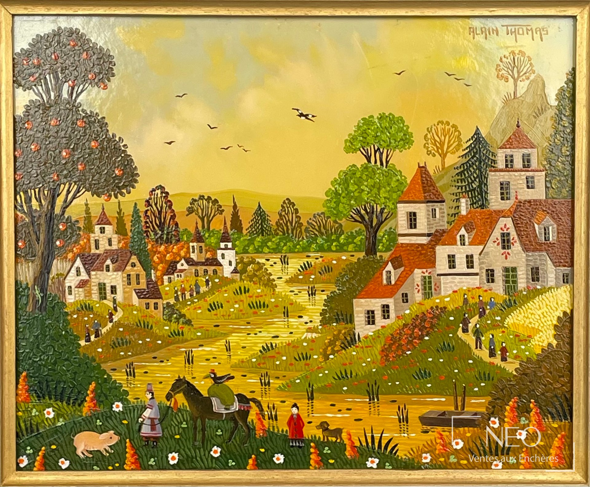 Paysage montagneux d’Alain Thomas avec personnages