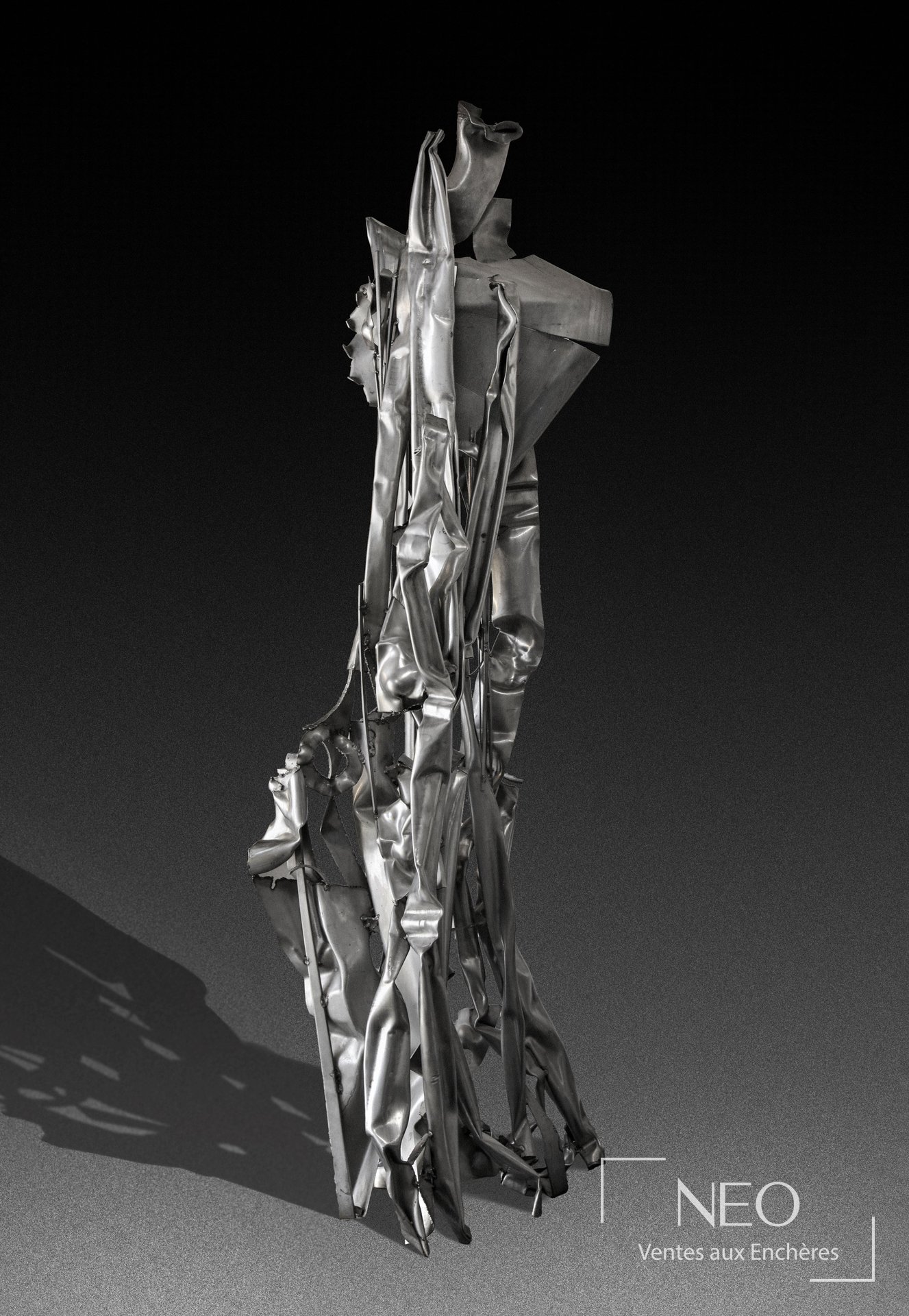 Albert Féraud Composition, 1987, sculpture en métal argenté