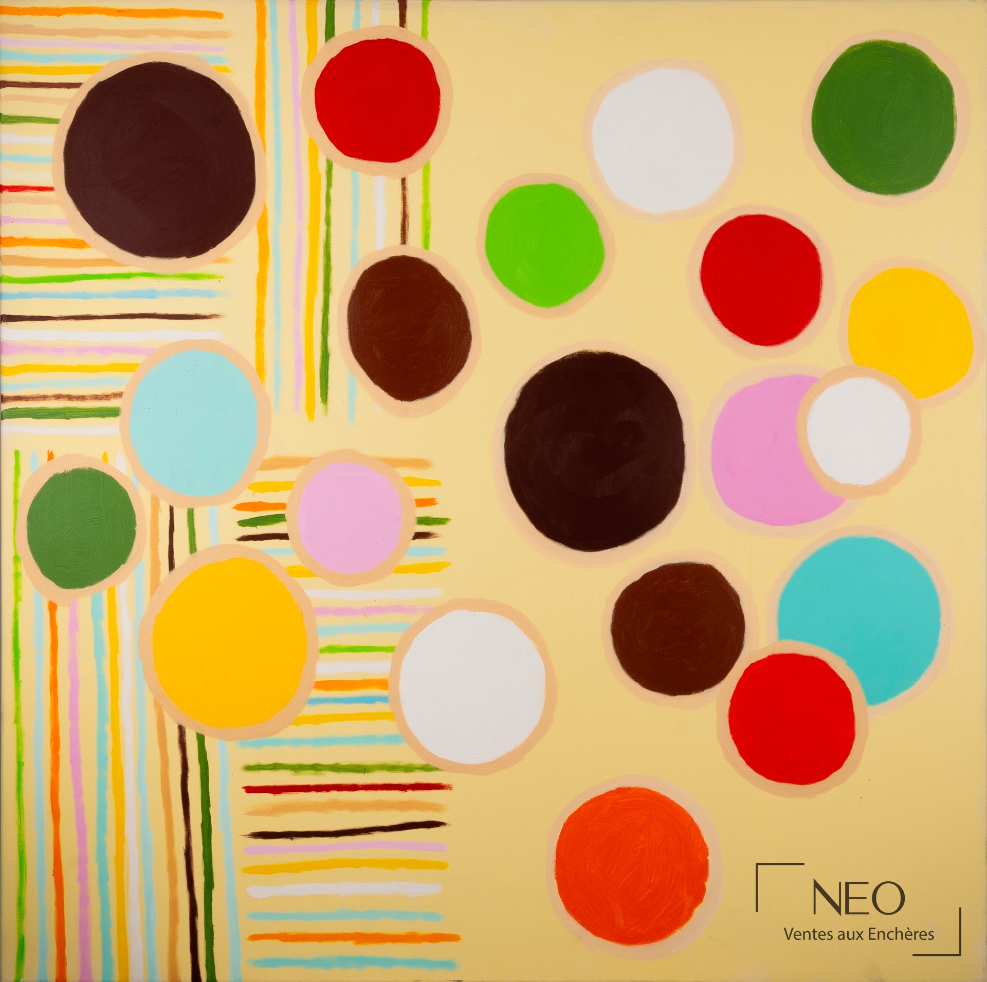 Composition abstraite aux cercles colorés sur fond clair