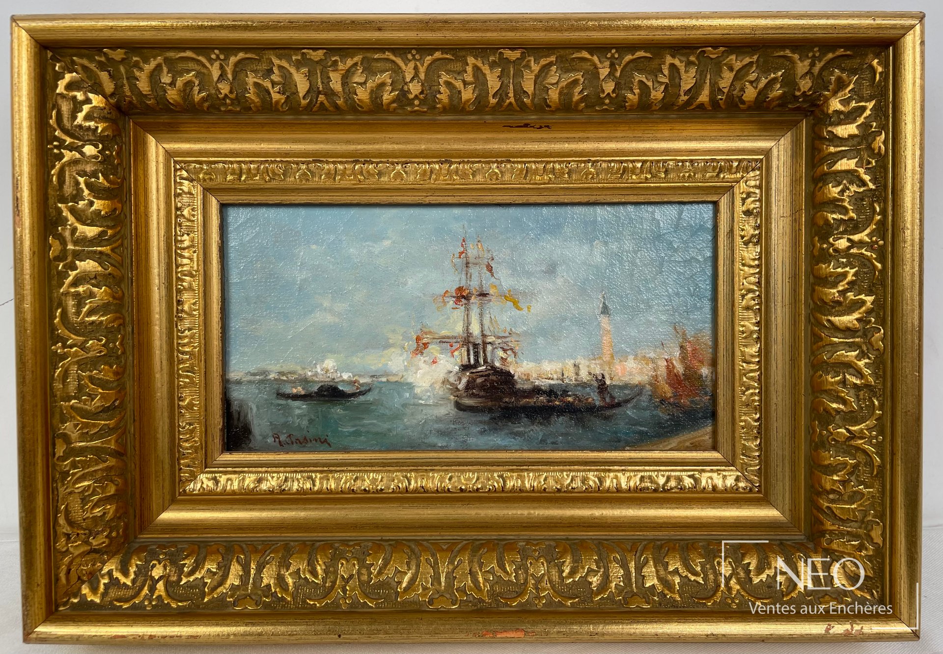 Alberto Pasini, Vue de Venise, huile sur panneau