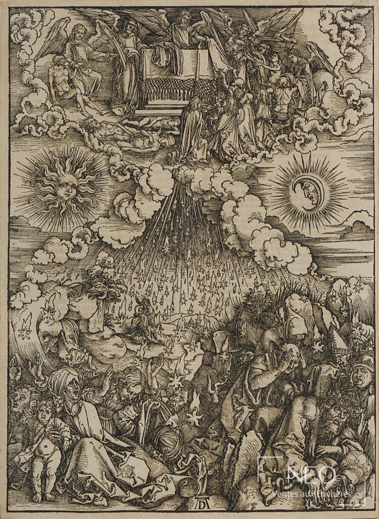 Bois gravé de Albrecht Durer représentant l’Ouverture des 5 e et 6 e sceaux.