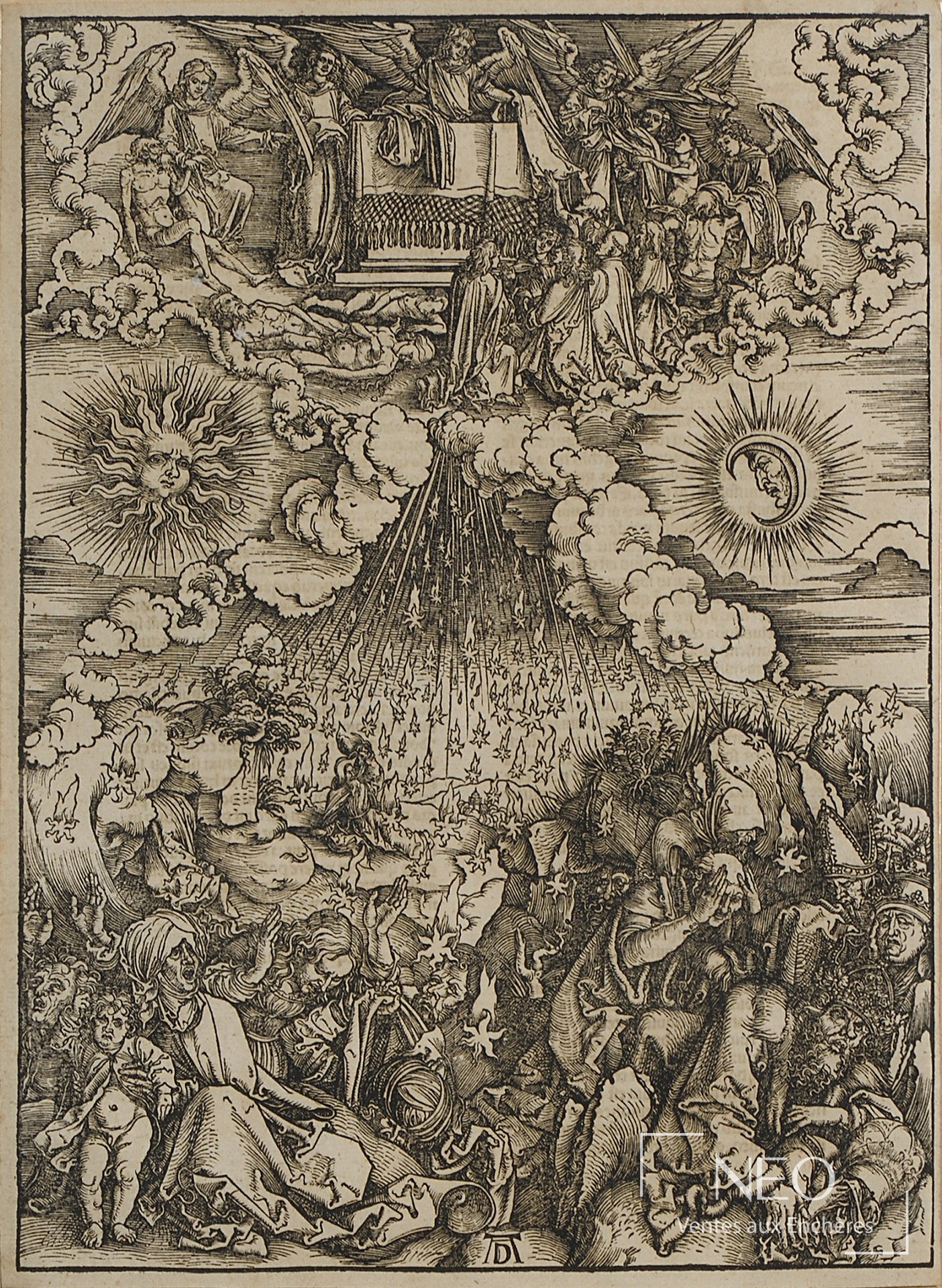 Bois gravé de Albrecht Durer représentant l’Ouverture des 5 e et 6 e sceaux.