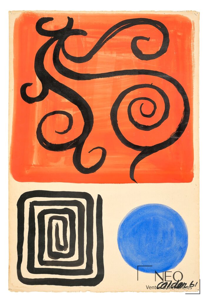 Composition colorée de Alexander Calder avec arabesques noires