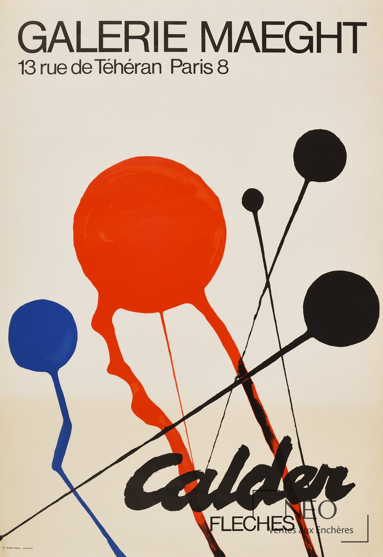 Alexandre Calder, d’après, affiche d’exposition Flèches à la Galerie Maeght