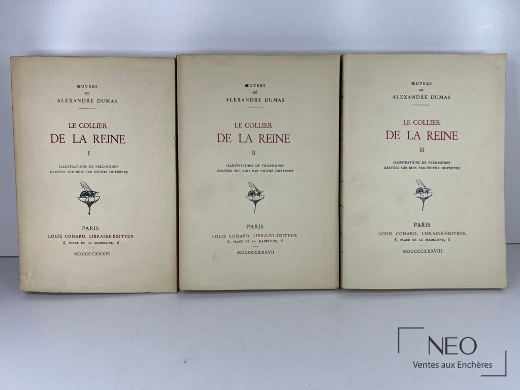 Les trois volumes brochés de Le collier de la reine d’Alexandre Dumas