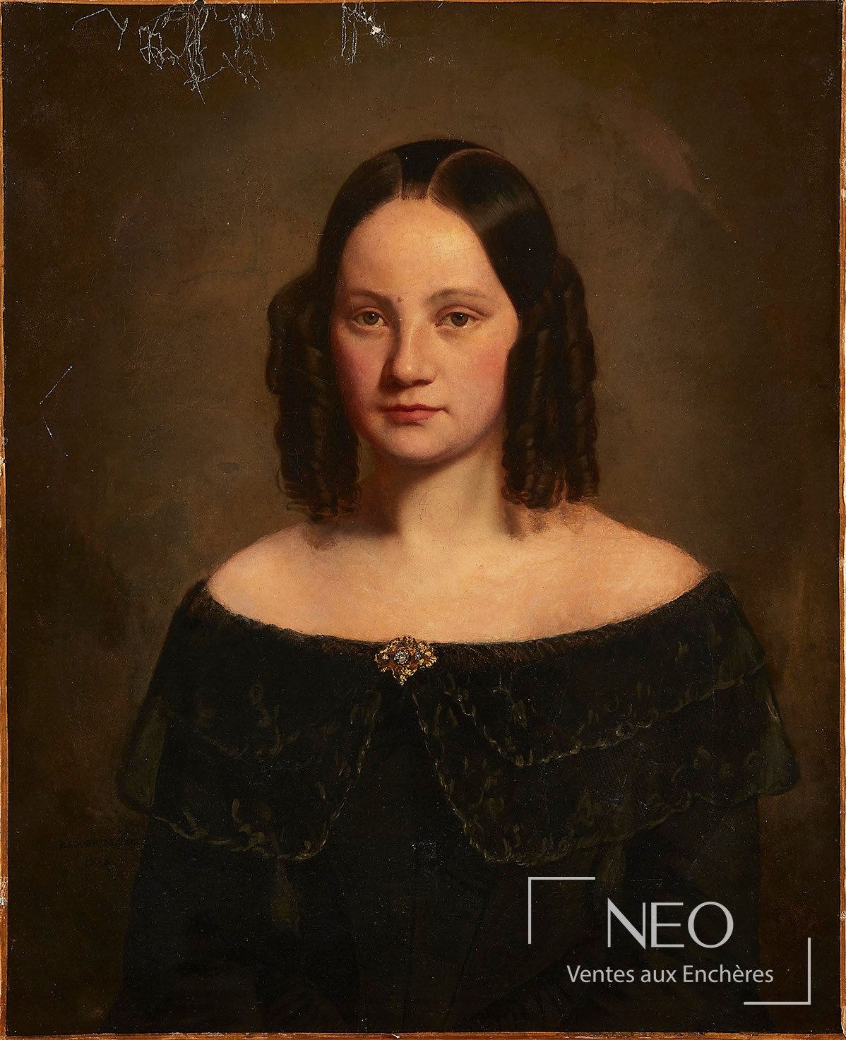 Portrait peint d'une femme en buste