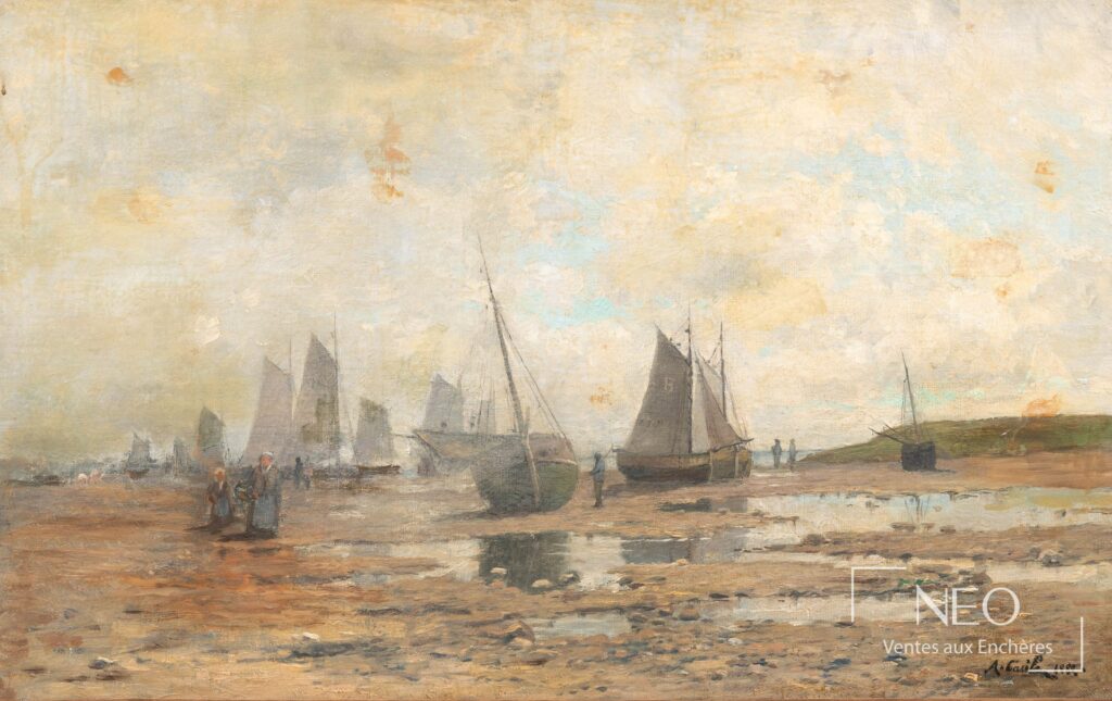 Marine d'Alfred Casile représentant un bord de mer à marée basse
