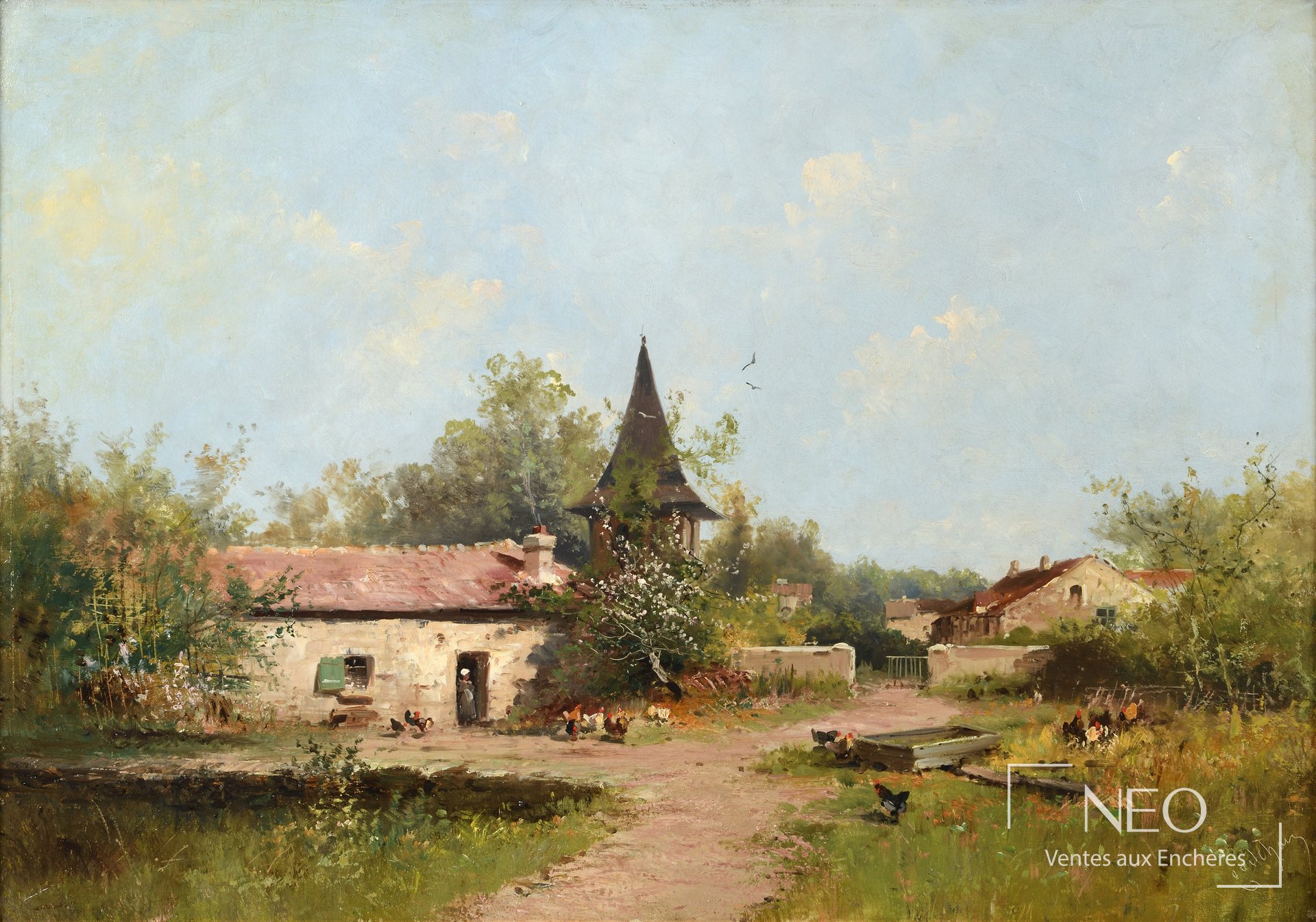 Paysage rural avec basse-cour