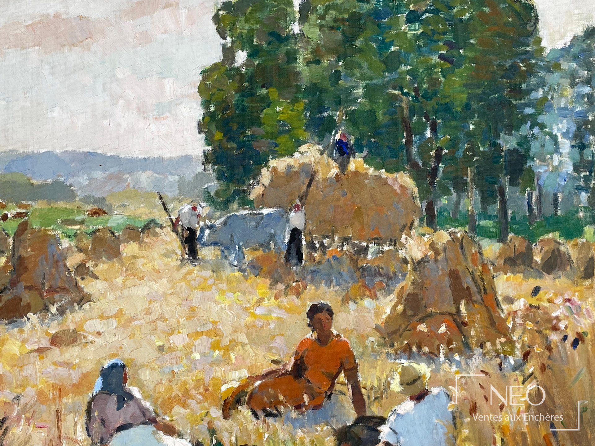 Scène de moisson peinte à l’huile