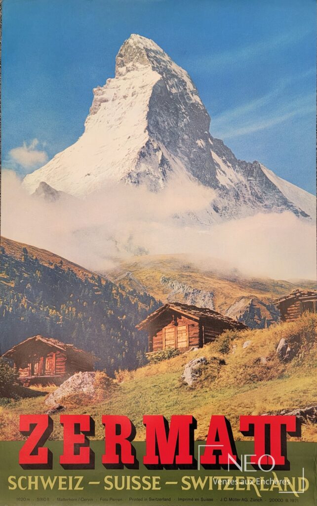 Affiche alpine en couleurs avec le Cervin