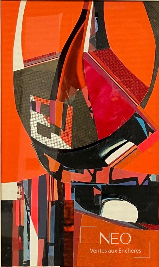 Composition abstraite dominée par l'orange