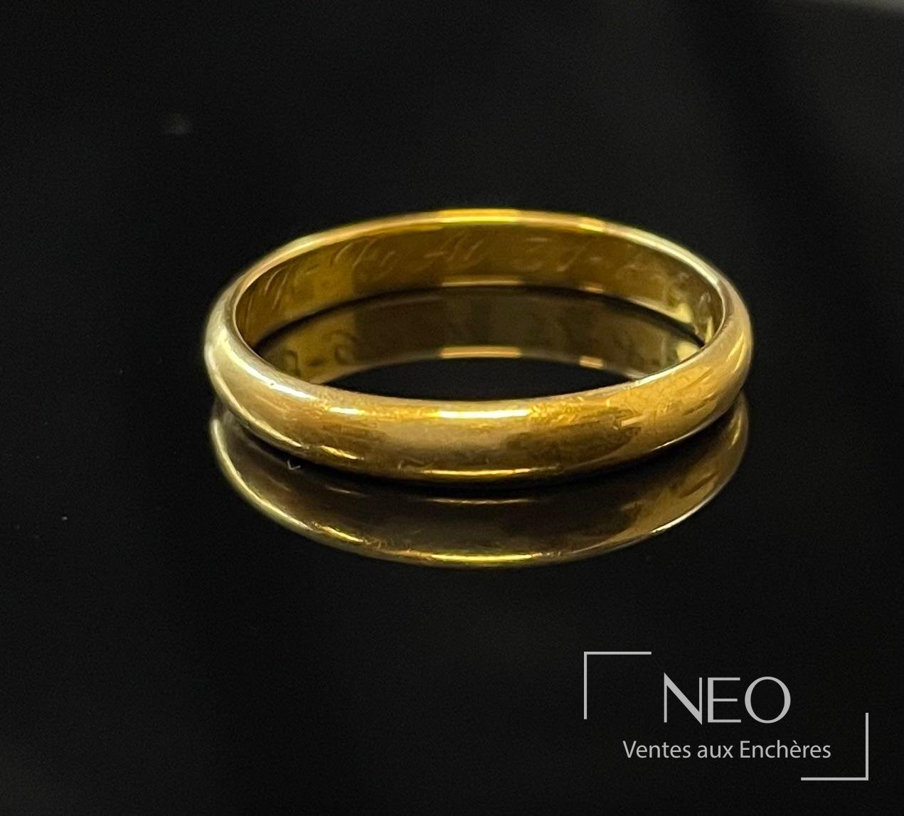 Alliance en or jaune 18 carats gravée, poids 2,67 g