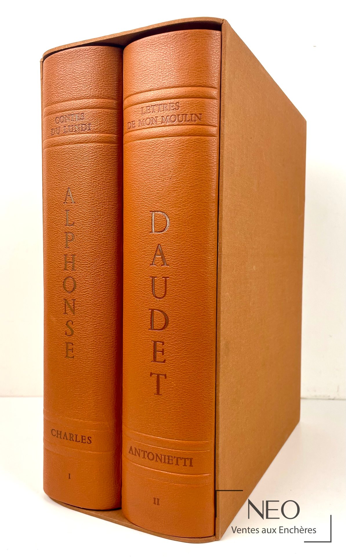 Deux volumes d'Alphonse Daudet sous emboîtage