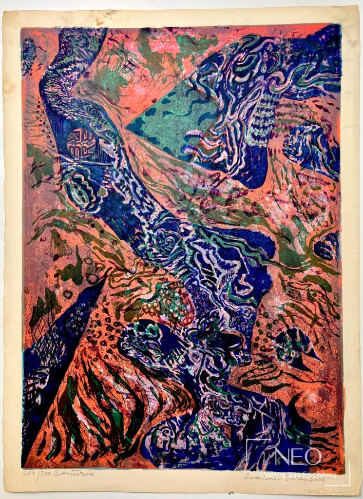 Lithographie en couleurs Aventurine d'Amaranth Ehrenhalt sur papier
