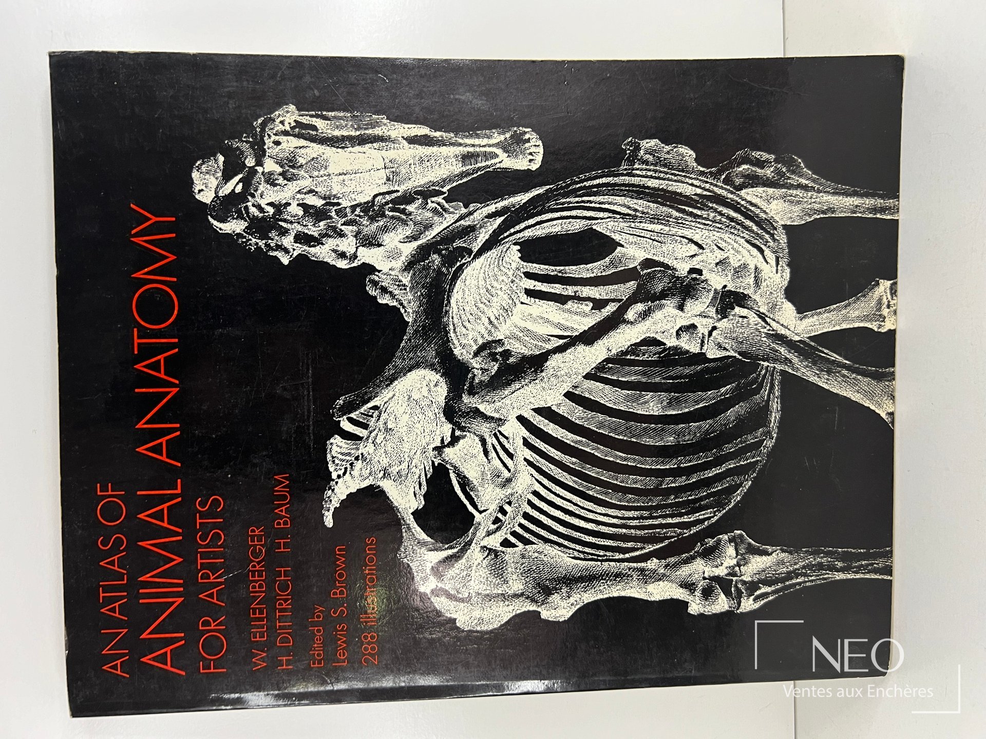 Couverture noire illustrée d'un squelette animal et titre rouge.
