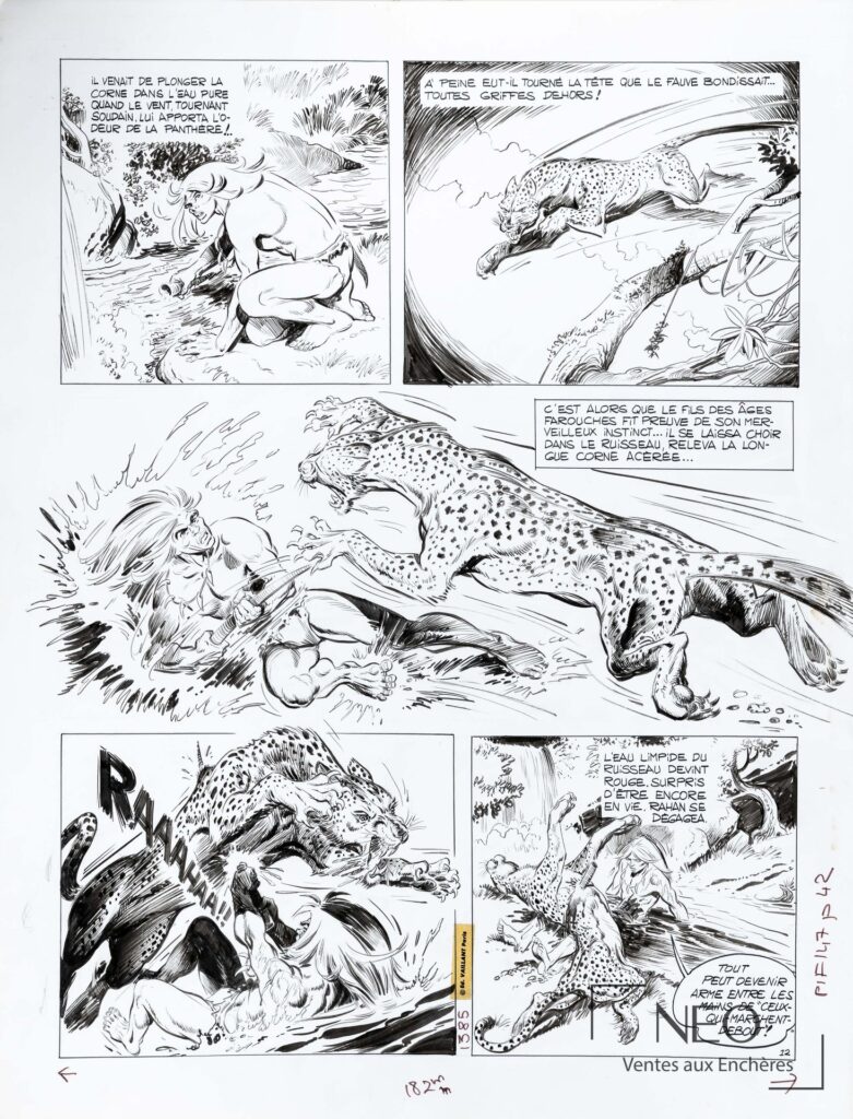 Planche originale de Rahan en noir et blanc