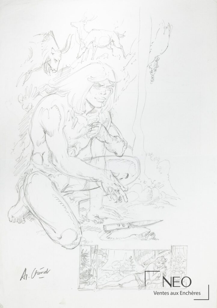 Illustration de Rahan au mine de plomb