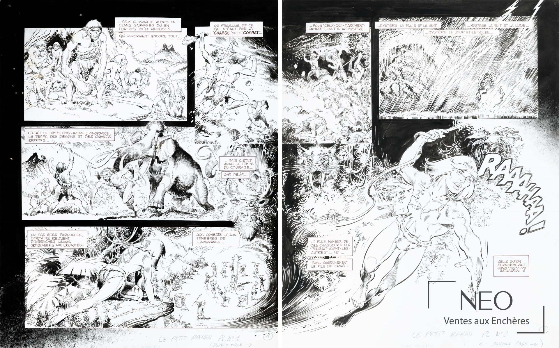 André Chéret et Roger Lécureux, Rahan, double planche 1 et 2