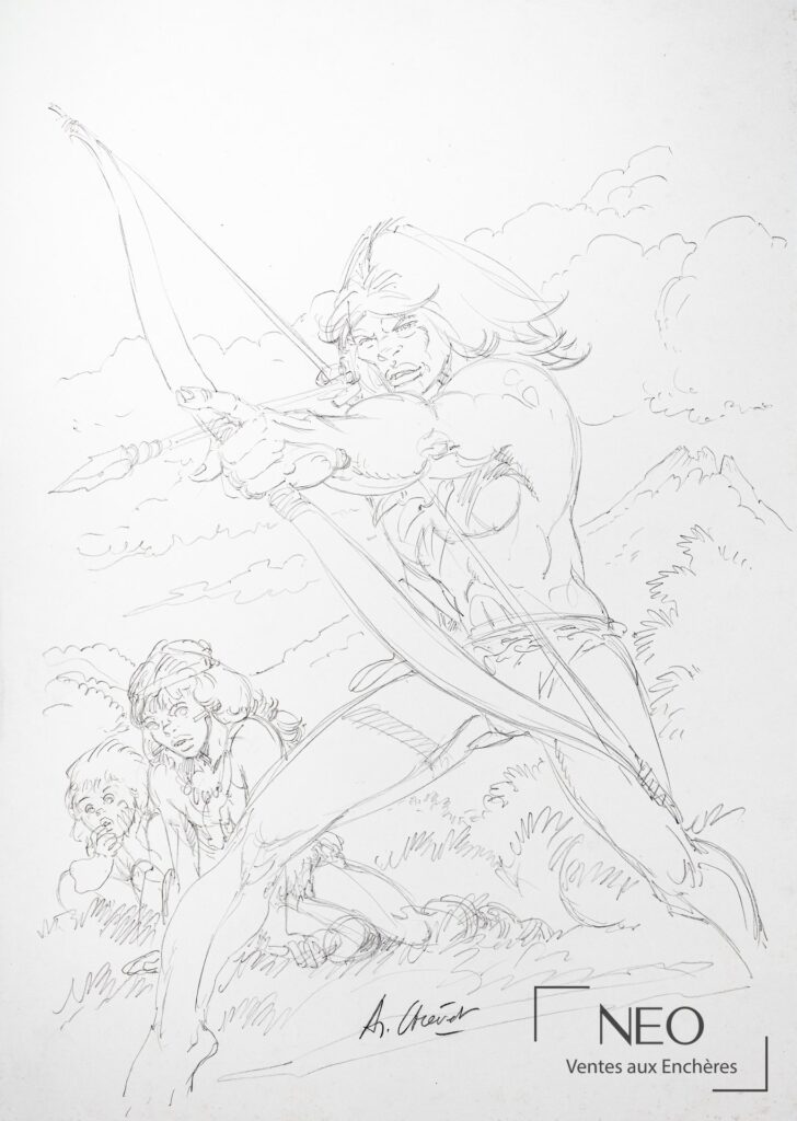 Illustration de Rahan tirant à l’arc