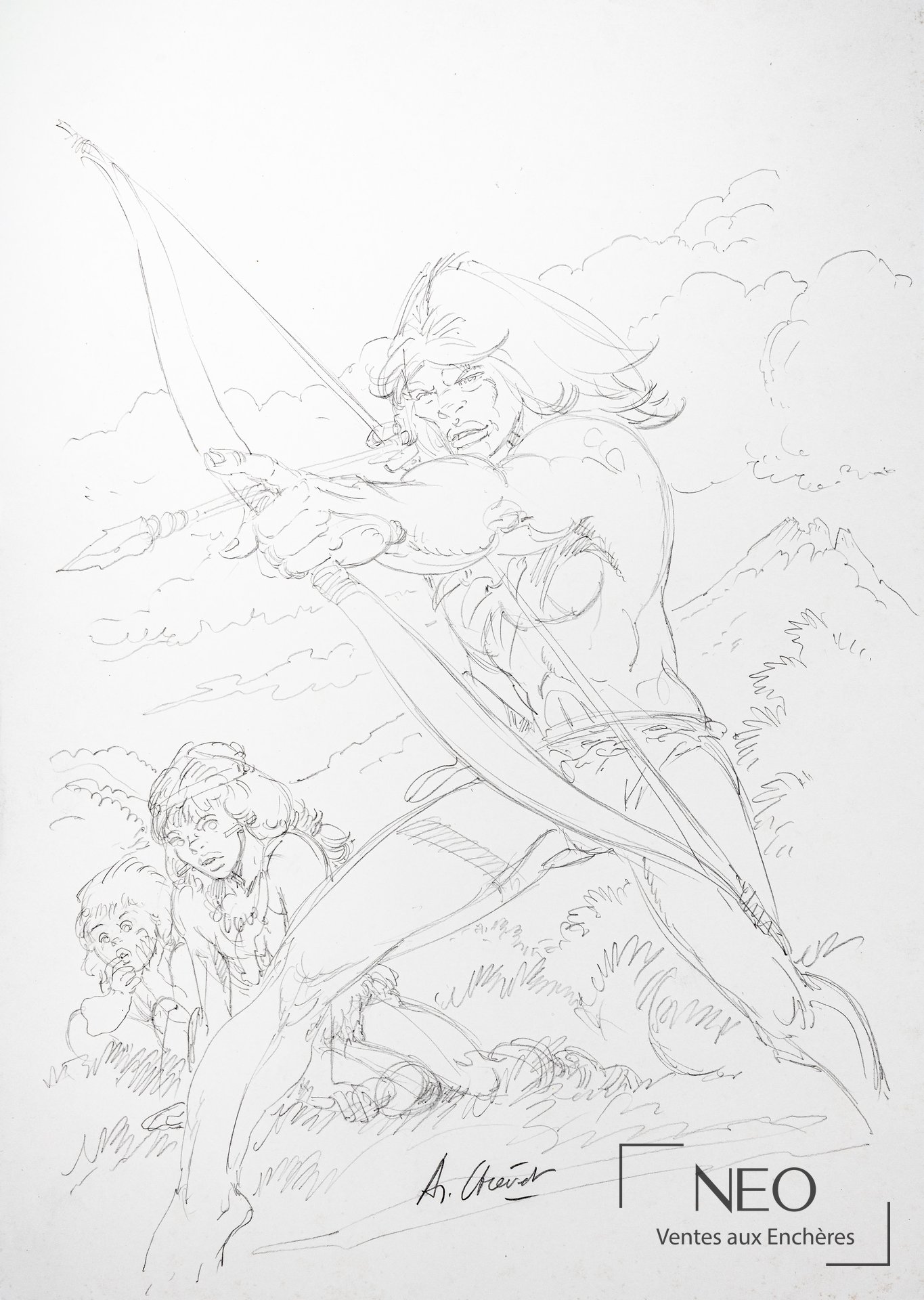 Illustration de Rahan tirant à l’arc