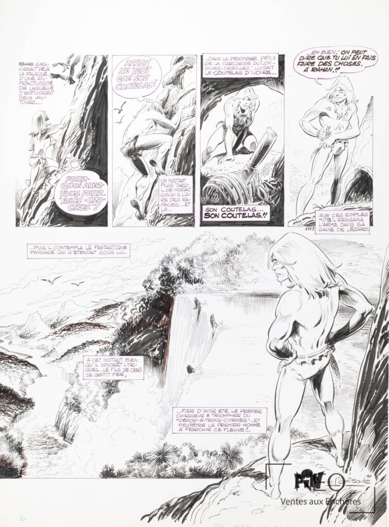 Planche originale de Rahan en noir et blanc