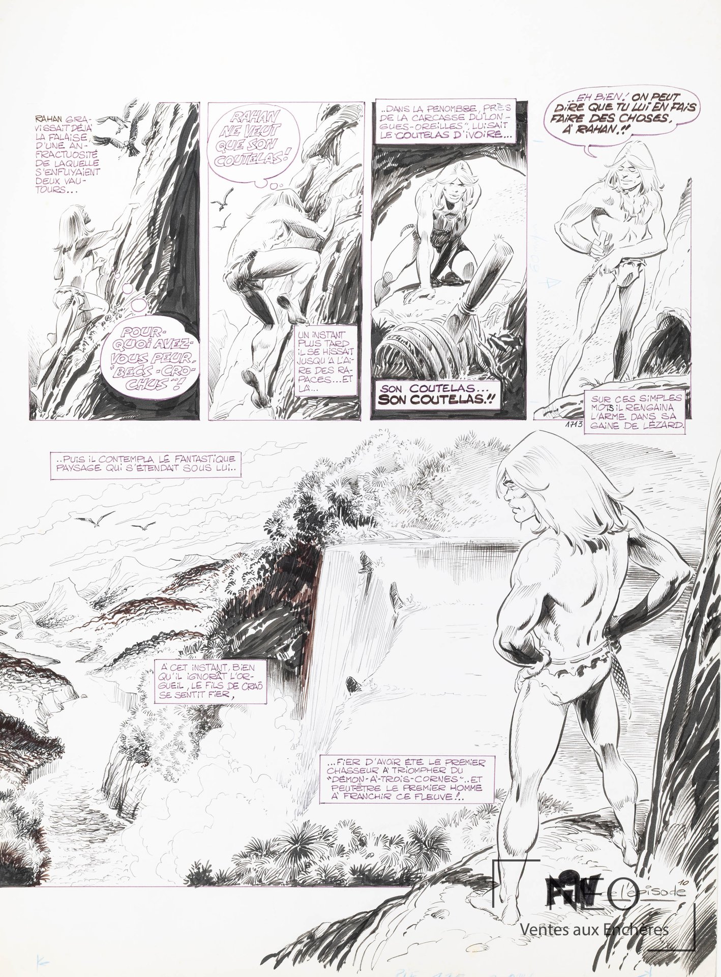 Planche originale de Rahan en noir et blanc