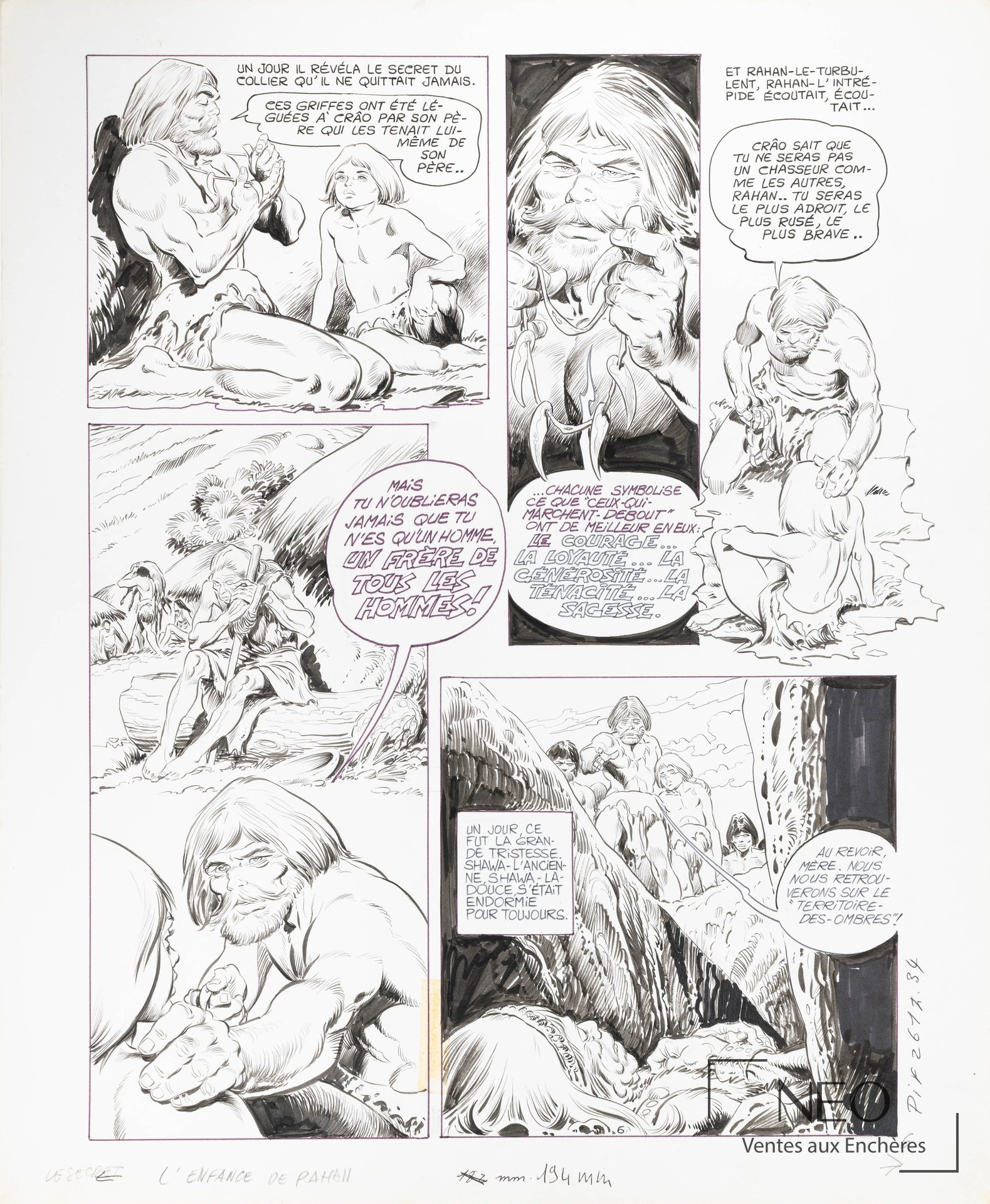 André Chéret et Roger Lécureux, Rahan, planche originale de 1974