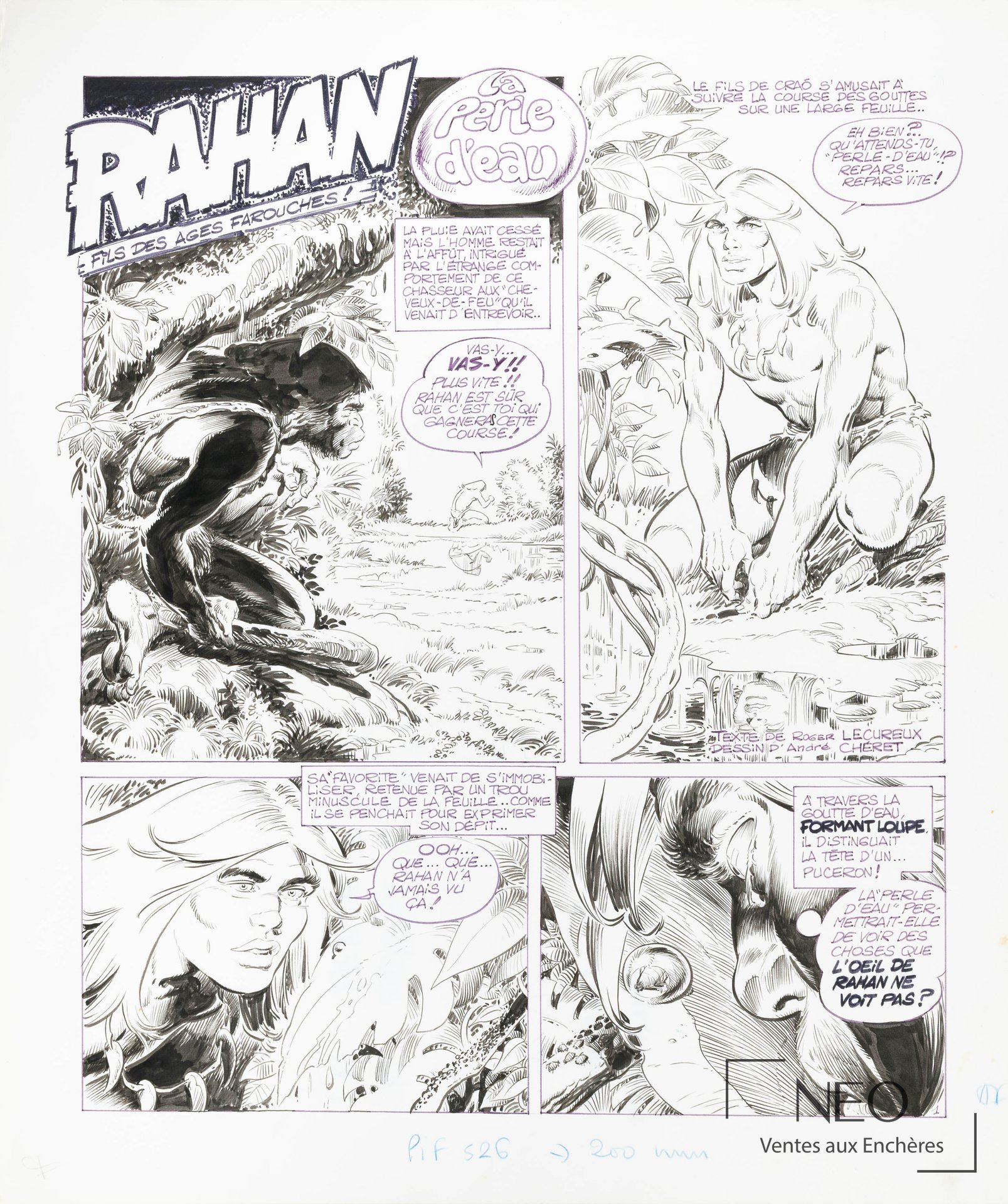 André Chéret et Roger Lécureux Rahan La perle d’eau planche titre 1979